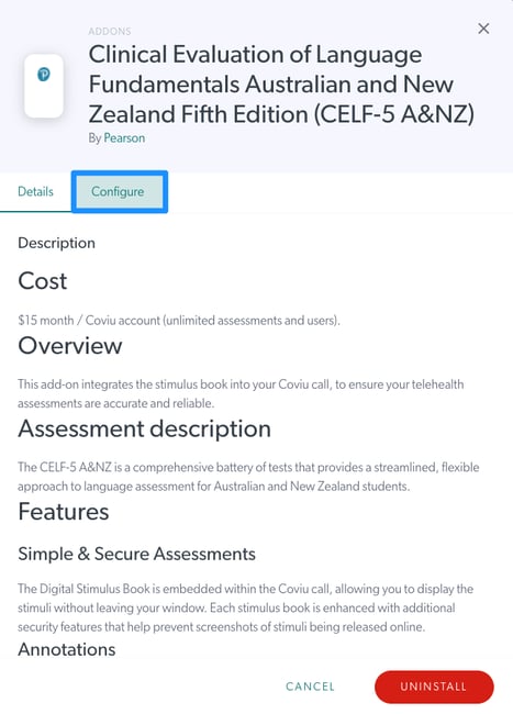 Configure CELF-5 A&NZ Addon