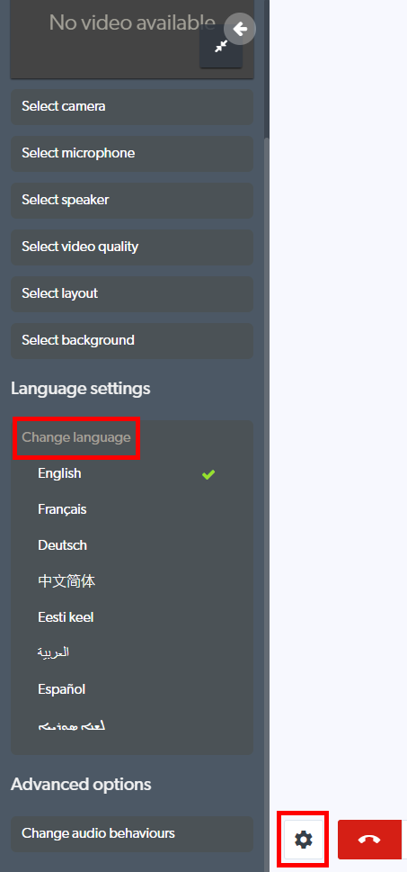 How Do I Change the Language in the Call Interface