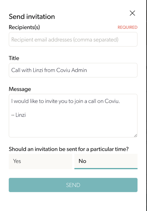 Send Coviu Invitation