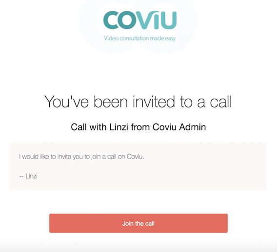 Coviu Client Invitation View