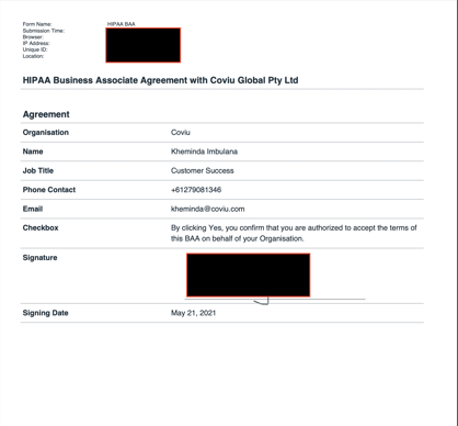 HIPAA Agreement Document