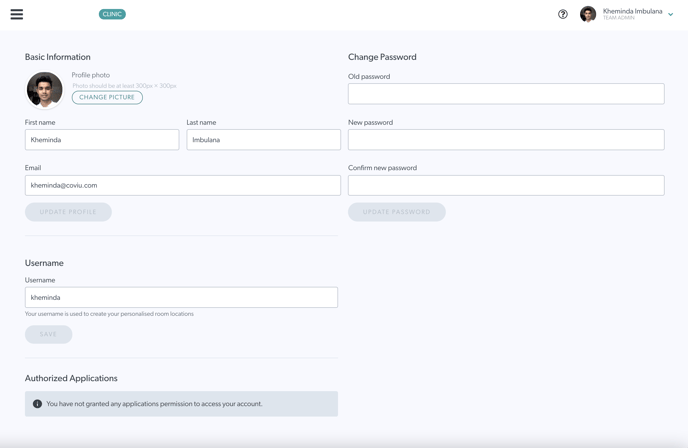 Coviu User Profile Details