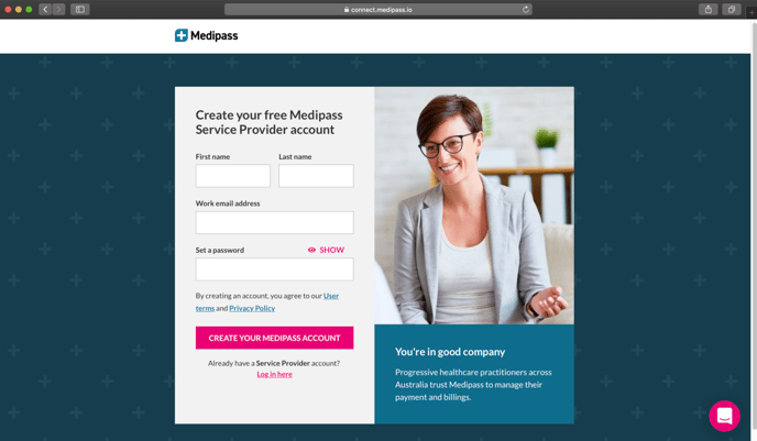 sign up to Medipass