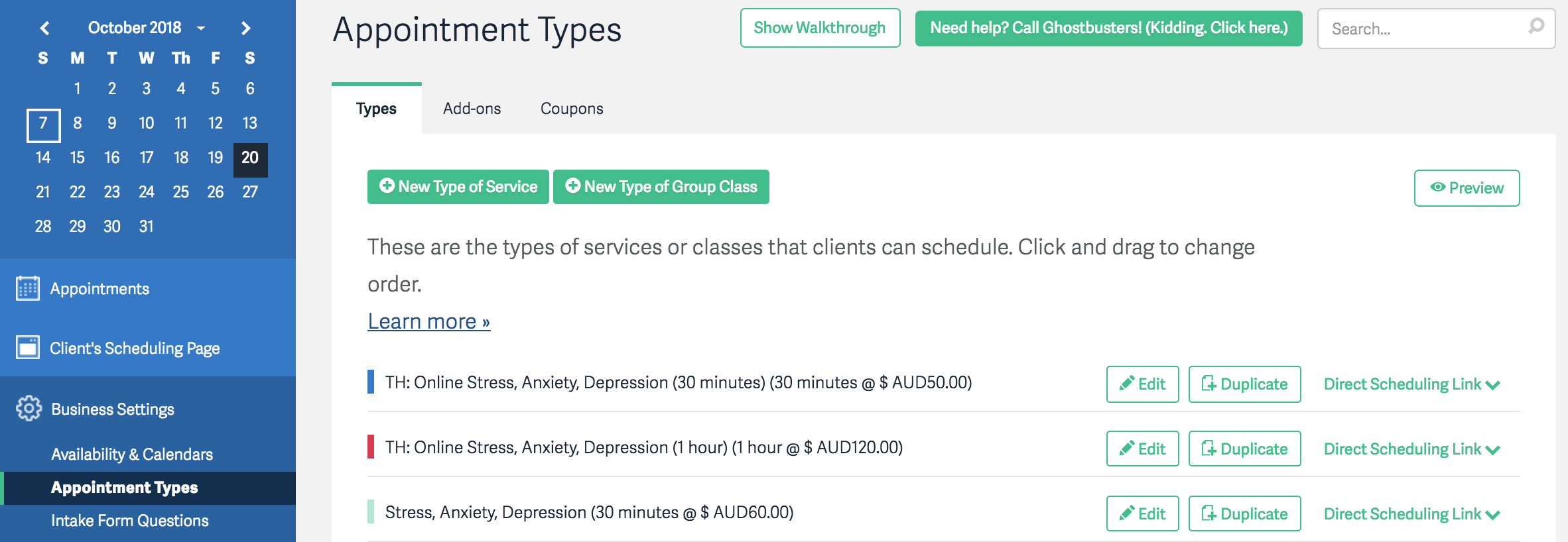 AcuityScheduling Configuration