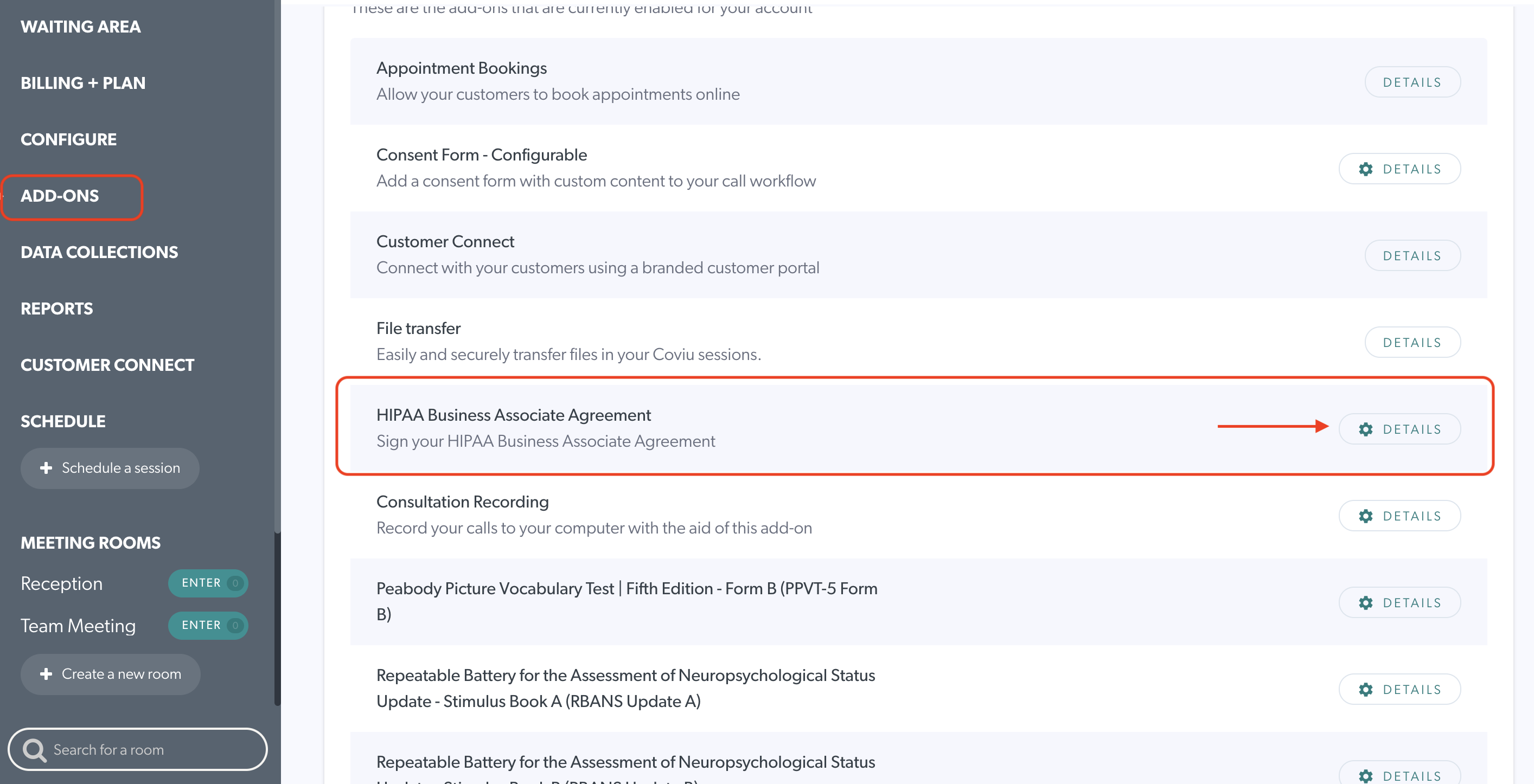 HIPAA Agreement Addon Details