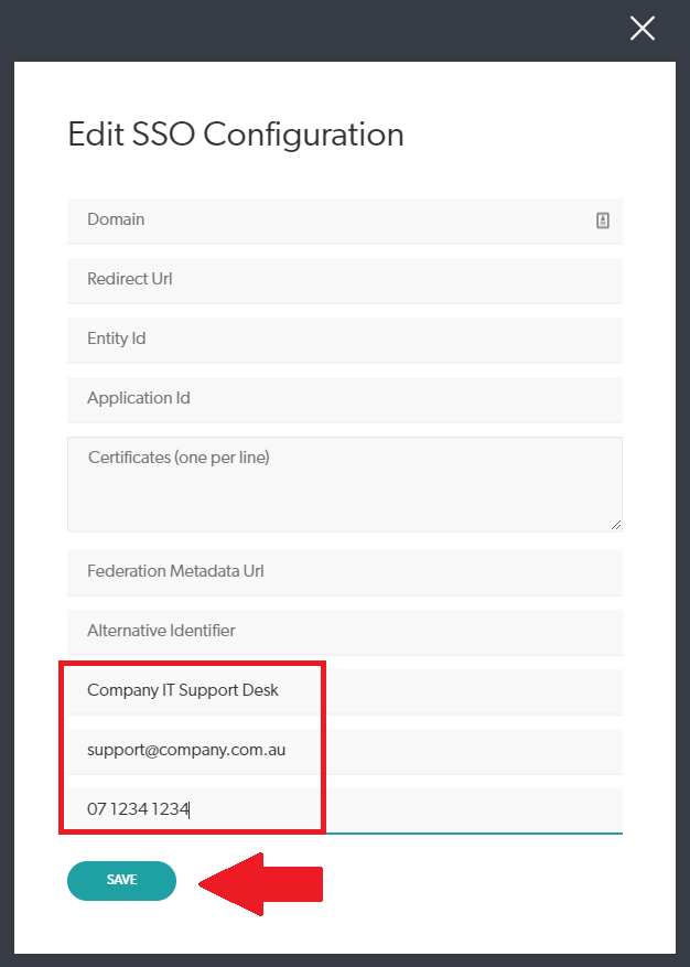 SSO Configuration Details